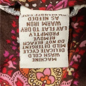 6‎ Degrees Cami Top Brown Boho Paisley Floral Smocked Hem Womens Size L thumbnail 6