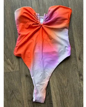 PrettyLittleThing Orange Multi Ombre Bandeau Swimsuit Size US 6 thumbnail 1