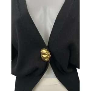 Commense Women's Black Gold Button Knit Long Sleeve Cardigan Sweater Top Size XS thumbnail 2