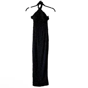 Oh Polly Positano Embellished High Neck Split Maxi Dress in Black Size 4 New thumbnail 6