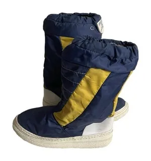 APRES SKI Blue Yellow Nylon Rubber Boots Moon Boots thumbnail 1
