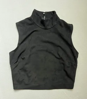 GUESS Women’s High Neck Cropped Sleeveless Suede Top - Size S thumbnail 1