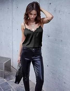 Ekouaer Satin Lace Cami Tank thumbnail 2