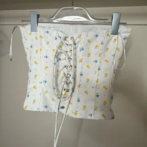 White Fox Boutique Floral Corset Top - White, Yellow, Blue thumbnail 2