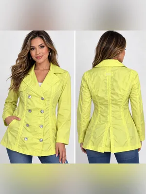 Joujou Women’s XL Lime Yellow Waterproof Double Breasted Rain Jacket thumbnail 2