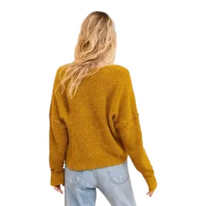 Free People Finders Keepers V Neck Moss Yellow Green Textured Crop Sweater Small thumbnail 4