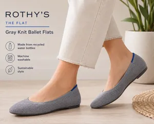 Rothy’s The Flat Gray Knit Ballet Flats Washable Sustainable Shoes 7.5 thumbnail 1