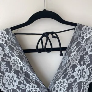 Vintage R.E.O. Originals 70's Black sheer dress with Lace Size 14 Retro preppy thumbnail 4