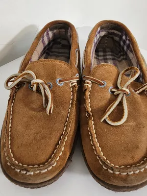 L.L.Bean Brown Suede Flannel Lined Slippers Size 7 thumbnail 4