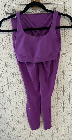 Lululemon Base Pace Tight 25” Magenta Energy Bra Bundle thumbnail 1