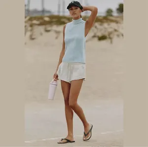 VARLEY Anastasia Rib Knit Mock Neck Tank - Winter Sky (Light Blue) - Large - NWT thumbnail 2