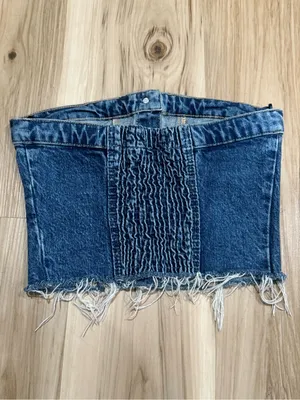Zara Denim Corset Top Women’s Medium thumbnail 4