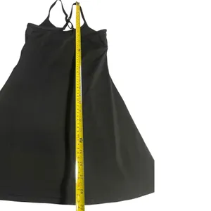 Black Athletic Exercise Dress with Built-in Romper Liner and Pockets Sleeveless‎ thumbnail 13