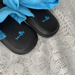 Sanuk cloth twist blue flip flop sandals sz 7 thumbnail 4