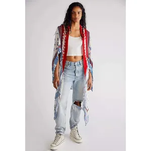 Free People Kiss The Sky Butterfly Kimono M/L Gauzy Bohemian Asymmetrical Hem thumbnail 10