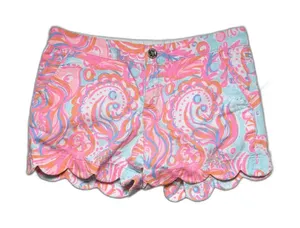 Lilly Pulitzer The Buttercup Scalloped Hem Paisley Shorts Preppy Resort Size 4 thumbnail 1