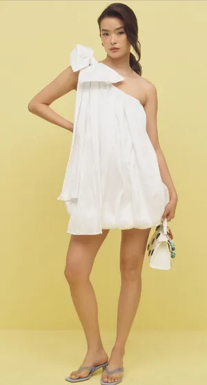 Bardot Razia White One Shoulder Bow Bubble Mini Dress‎ NWT 6 thumbnail 1