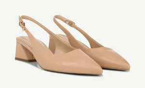 NEW Franco Sarto Racer Pumps Short Heels Sling backs Nude Size 8 NIB thumbnail 1