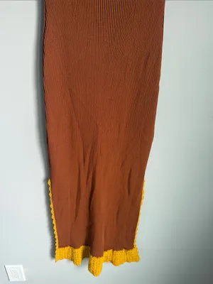 STAUD Pleasanton Crochet Trimmed Ribbed-Knit Cotton Midi Dress XL thumbnail 8