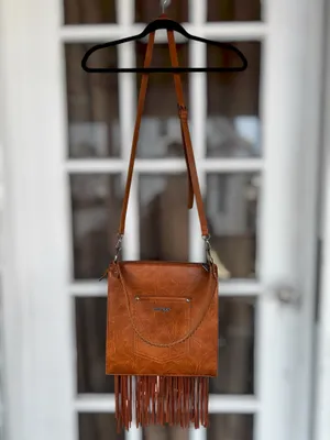 Wrangler Womens Floral Embossed Fringe Adjustable Strap Brown Hobo Crossbody Bag thumbnail 13