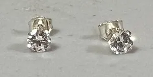 Swarovski Sterling Silver Zirconia Diamond Studs Stud Earrings Jewelry 💎 thumbnail 1