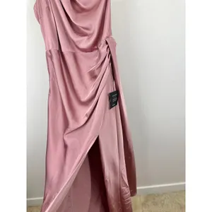 Lulus Signature Elegance Rose Satin One Shoulder Maxi Dress Formal Large NWT thumbnail 11