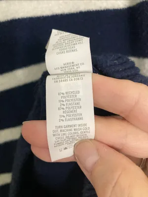 aerie Navy & White Striped V‑Neck Polo Sweater thumbnail 7