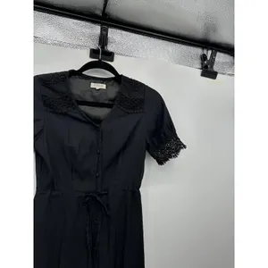 Roolee Womens Black‎ Maxi Button Front Dress Size XS Lace Goth Grunge Witchy thumbnail 4