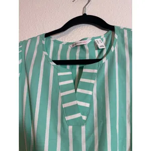 Isaac Mizrahi Live Size S Yarn Dye Striped Poplin Maxi Dress Green White A646863 thumbnail 4