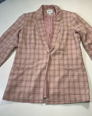Nine West Blush Pink Plaid Single-Button Blazer Size Medium NWOT thumbnail 1
