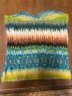 Wet Seal Y2K Teal Striped Tube Top thumbnail 2