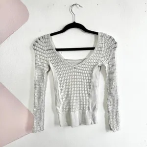Free People Crochet Long‎ Sleeve Top Boho Bohemian Festival Off White Small thumbnail 2