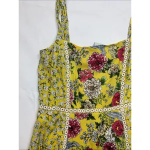 Farm Rio size small petite cantonal lace Yellow Floral Square-Neck Maxi Dress thumbnail 6