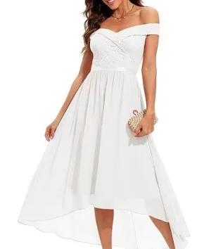 NEW Lace Chiffon Long Dress Off The Shoulder Formal 2X thumbnail 1