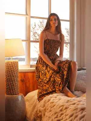 Anthropologie Printed Smocked Sleep Maxi Dress Size Large thumbnail 11