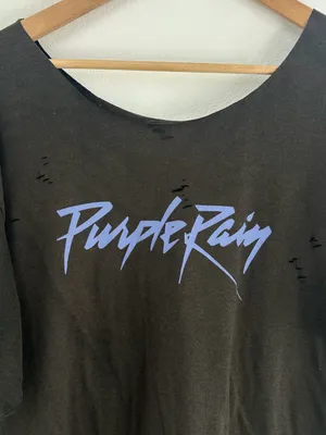 Prince Purple Rain Off The Shoulder Tee Black Size XXL thumbnail 2