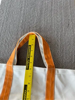 Vintage Ivory Orange Cotton Canvas Boat Tote Shoulder Bag Purse thumbnail 7