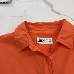 Beach Riot Coverup Womens Size Medium Button Down Long Sleeve Orange Swim thumbnail 2