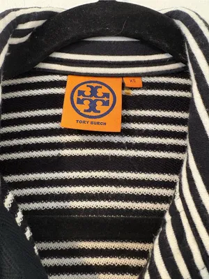 Tory‎ Burch Striped Cotton And Modal Quarter Button Up XS thumbnail 3