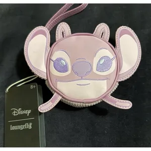 LOUNGEFLY NWT Disney Lilo &‎ Stitch Angel Soft Corduroy Hard Tag Wristlet/Coin thumbnail 1