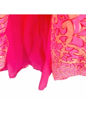 Vineyard Vines Neon Tortola Smocked Midi Dress Vibrant Pink Orange Size Medium thumbnail 14