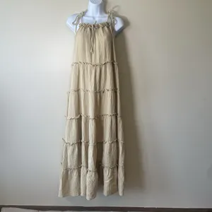 Anthropologie Charlie Holiday Senorita Maxi Dress Sz 8 Tan‎ Boho Tiered Sundress thumbnail 3