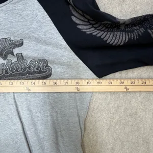 Harley Davidson Raglan Shirt Womens L Gray Bling Glam Biker Americana Moto USA thumbnail 9