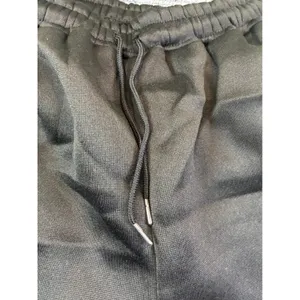 Womens Black Wide Leg Fleece Lined Sweatpants High Waist Drawstring Size Medium thumbnail 2