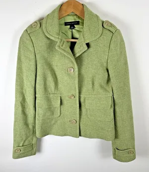 Banana Republic Wool Blazer‎ Jacket Womens Sz XS Green Career Business Pea Coat thumbnail 1