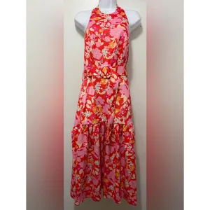 ASOS DESIGN Red Floral Halter Belted Midi Dress Sz. 10 NWOT thumbnail 2
