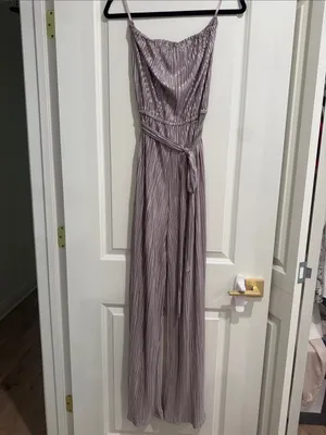 She + Sky Silver Strapless Pleated Jumpsuit thumbnail 3