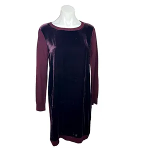 Hobbs London Benita Red Velvet Velour Silk Long Sleeve Sweater Dress Size 6 thumbnail 2