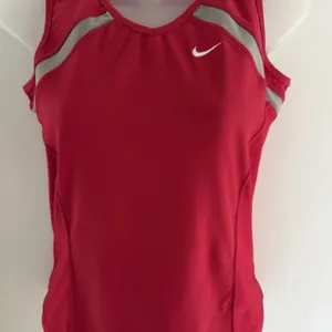 Nike Athletic V-Neck Activewear Y2K Red Tank Contrast Gray Trim Women’s Size M thumbnail 1