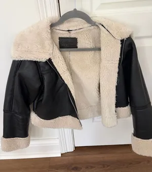 Leather and fur coat Black thumbnail 1